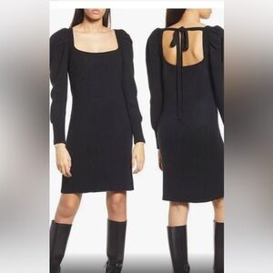 Charles Henry long sleeve ribbed sweater mini dress